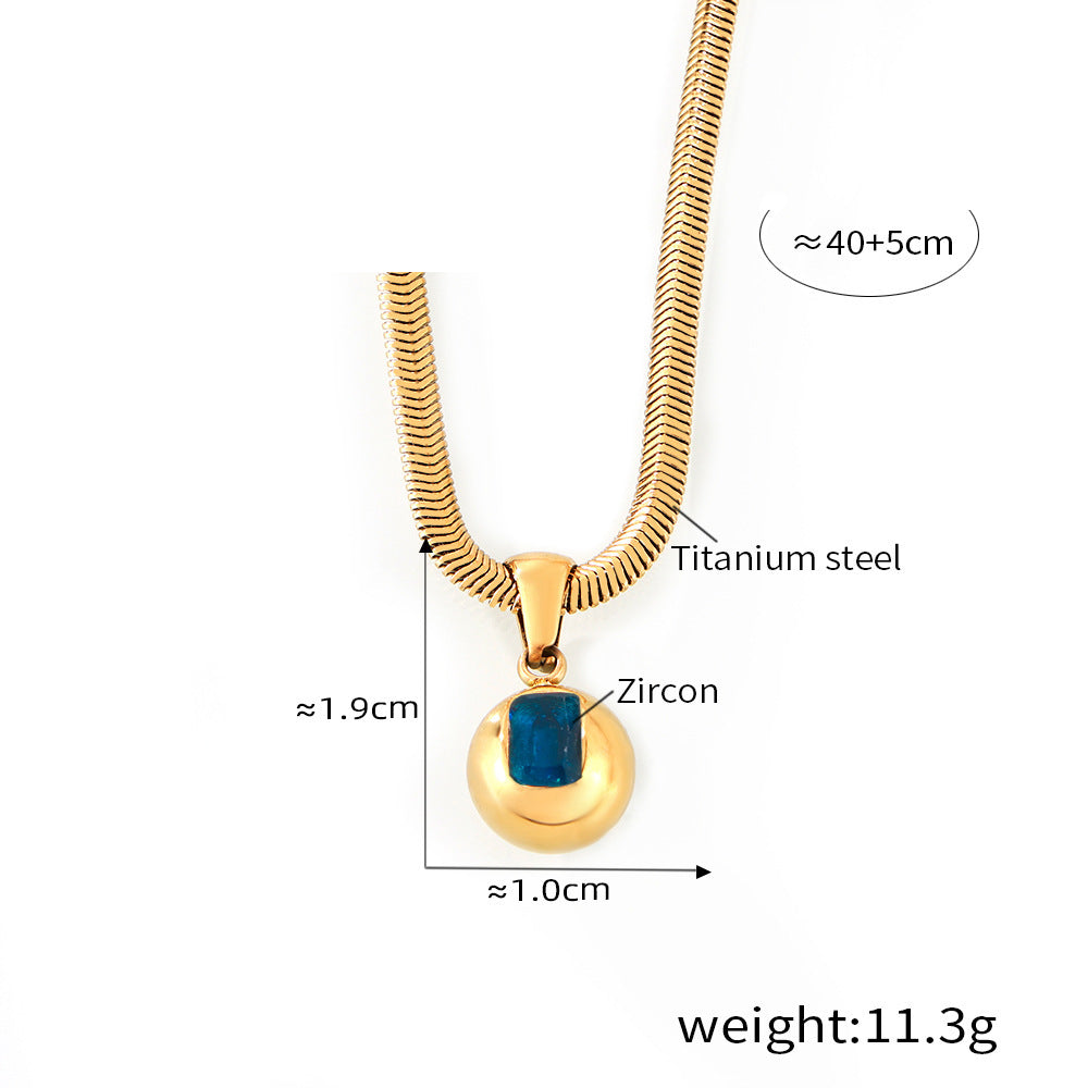 Round Zircon Pendant Necklace — dimensions and size reference 15