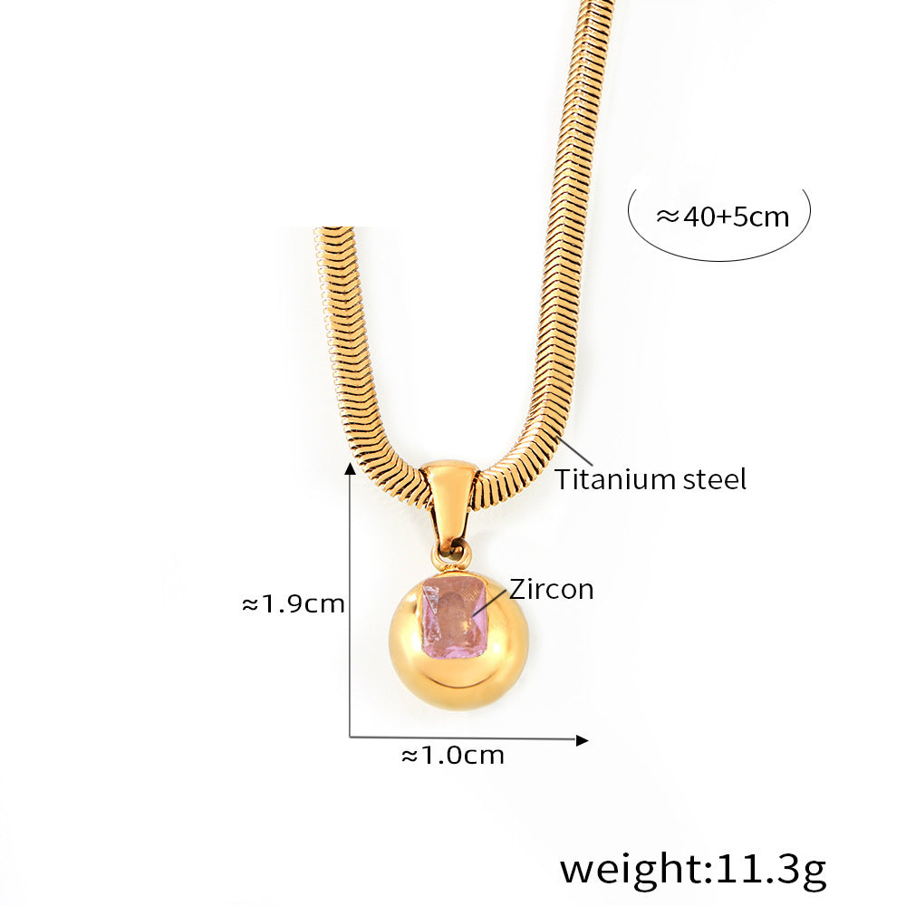 Round Zircon Pendant Necklace — dimensions and size reference 16