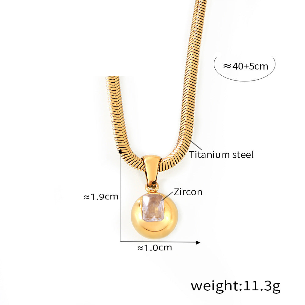 Round Zircon Pendant Necklace — dimensions and size reference 17