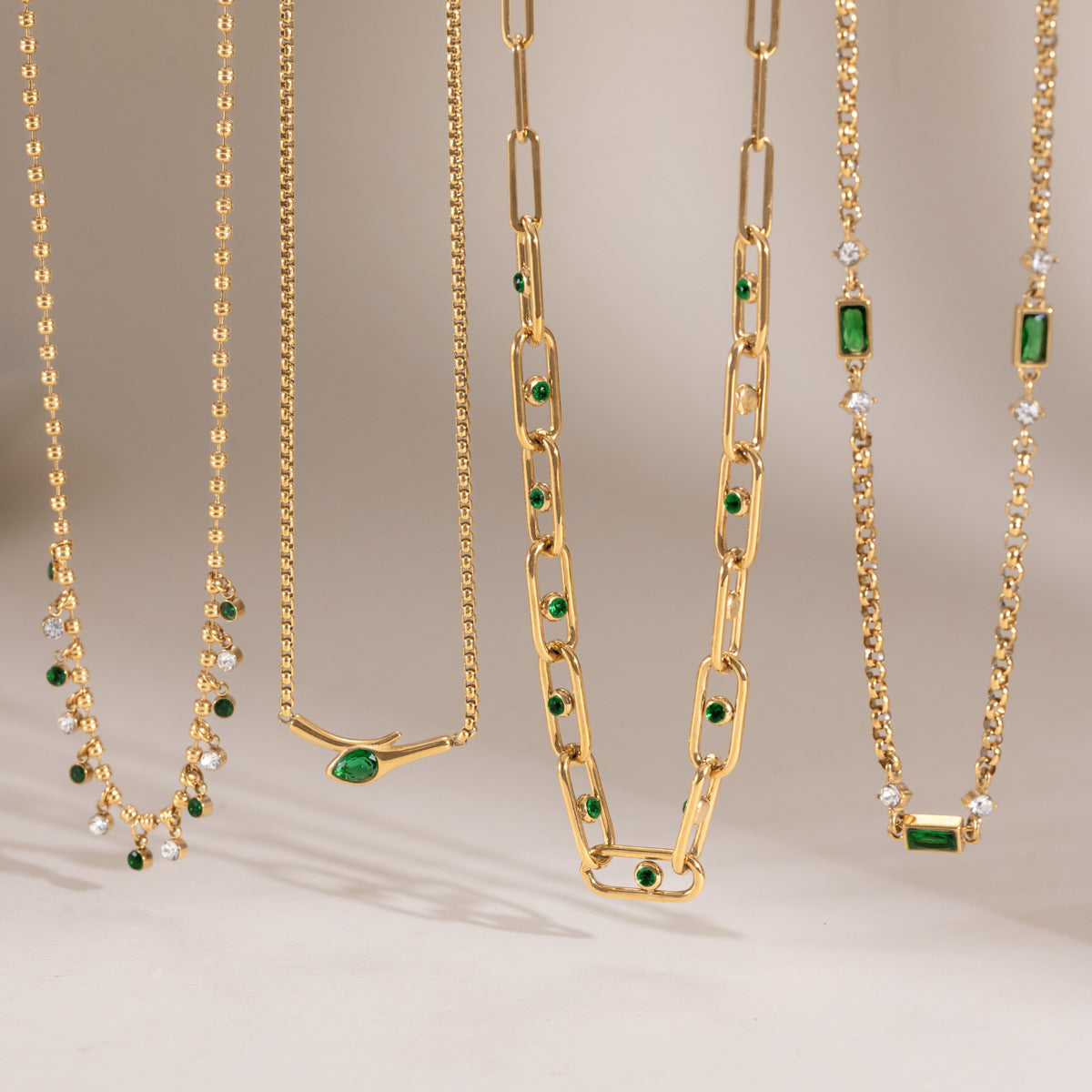 Green Stone Layered Necklaces — styled view 04