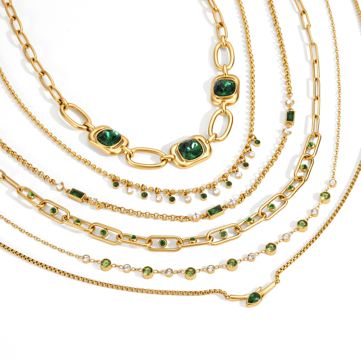 Green Stone Layered Necklaces — design overview 05