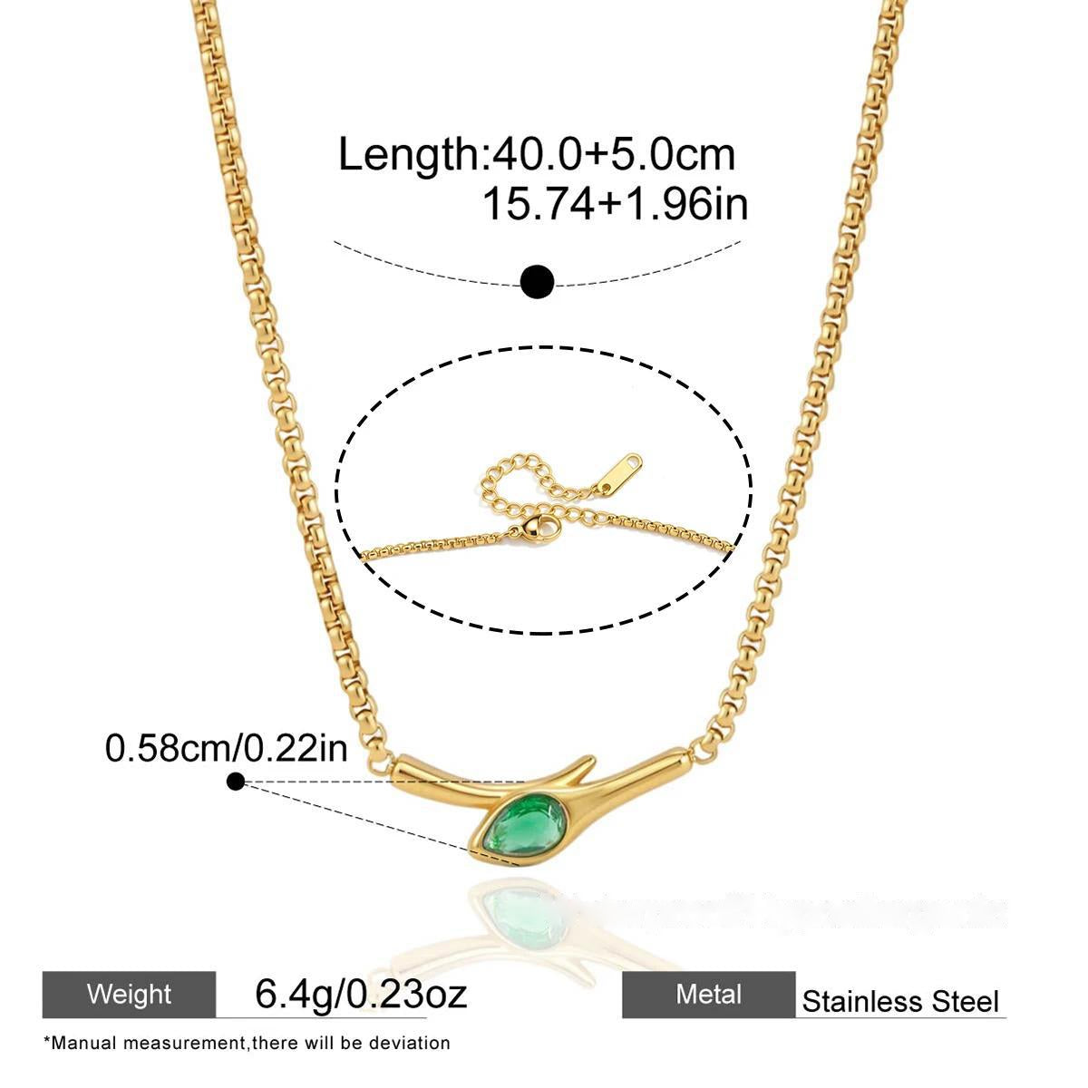 Green Stone Layered Necklaces — dimensions and size reference 06