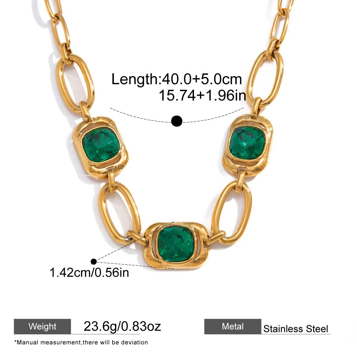 Green Stone Layered Necklaces — dimensions and size reference 08