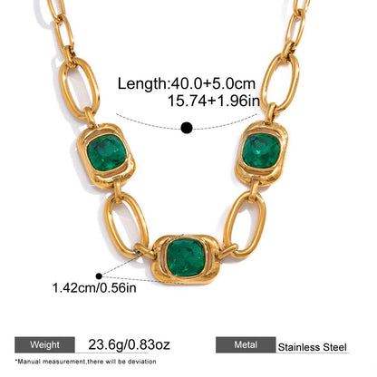 Green Stone Layered Necklaces — dimensions and size reference 08