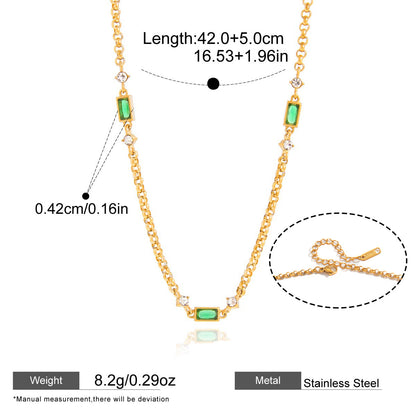 Green Stone Layered Necklaces — dimensions and size reference 09