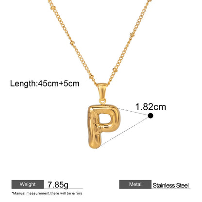 Alphabet Pendant Necklaces — dimensions and size reference 16