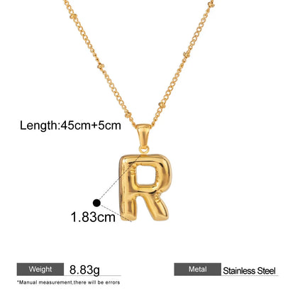 Alphabet Pendant Necklaces — dimensions and size reference 18