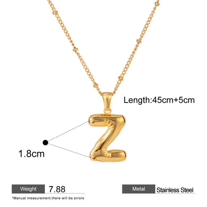 Alphabet Pendant Necklaces — dimensions and size reference 26