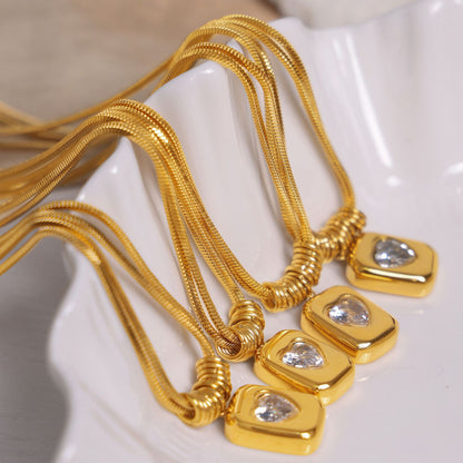 Heart Pendant Snake Chain Necklace — flat lay 03