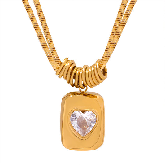 Heart Pendant Snake Chain Necklace — design overview 05