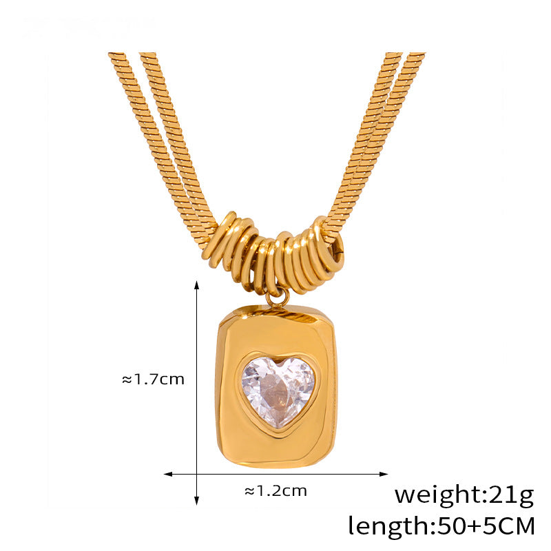 Heart Pendant Snake Chain Necklace — dimensions and size reference 06