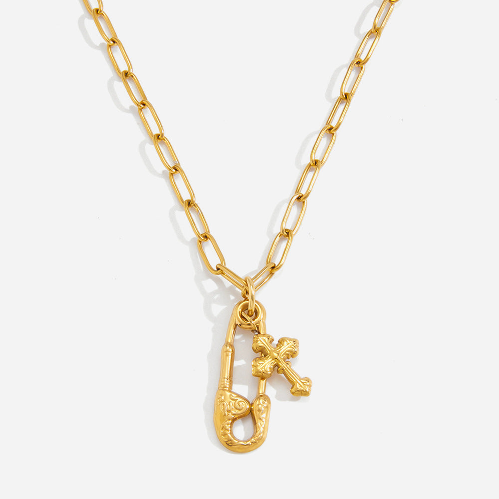 Cross Paperclip Chain Necklace — product view 01