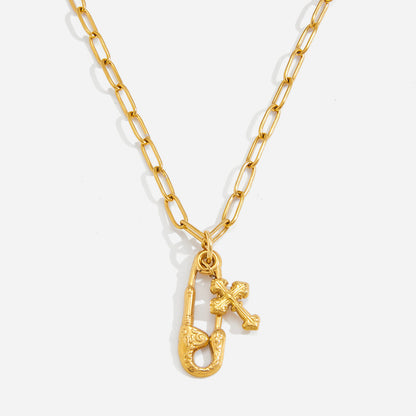 Cross Paperclip Chain Necklace — product view 01
