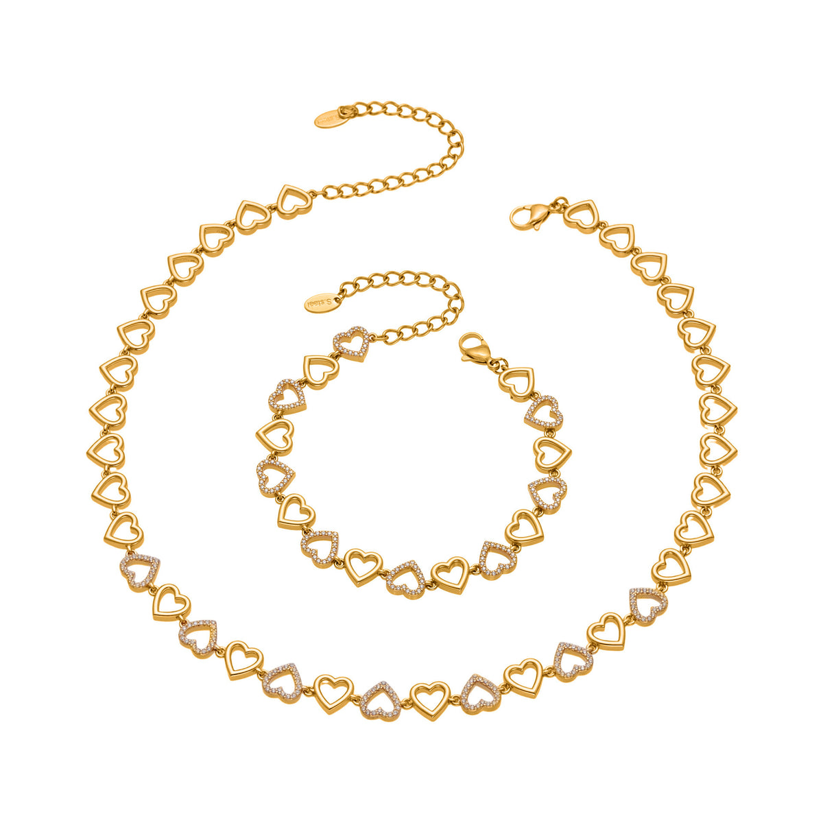 Heart Zircon Necklace and Bracelet — design overview 05