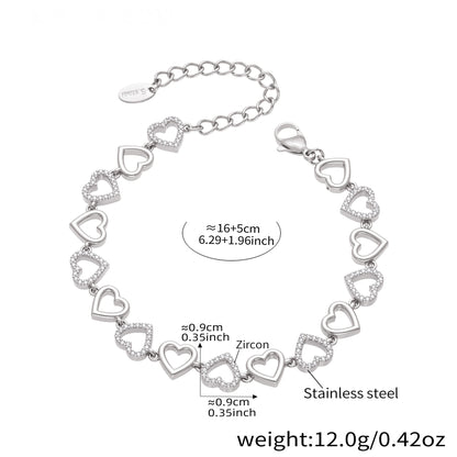 Heart Zircon Necklace and Bracelet — dimensions and size reference 08