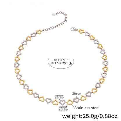 Heart Zircon Necklace and Bracelet — dimensions and size reference 09