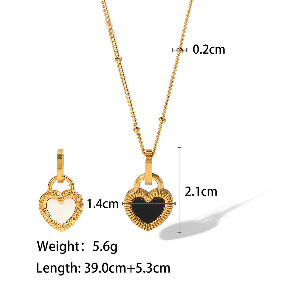 Black Heart Natural Stone Layered Necklace — dimensions and size reference 06
