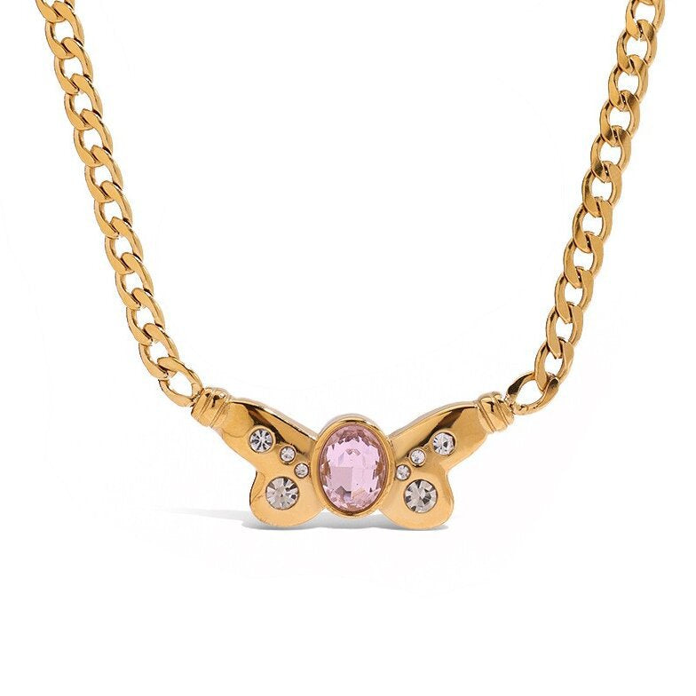 Pink Butterfly Necklace — product view 01