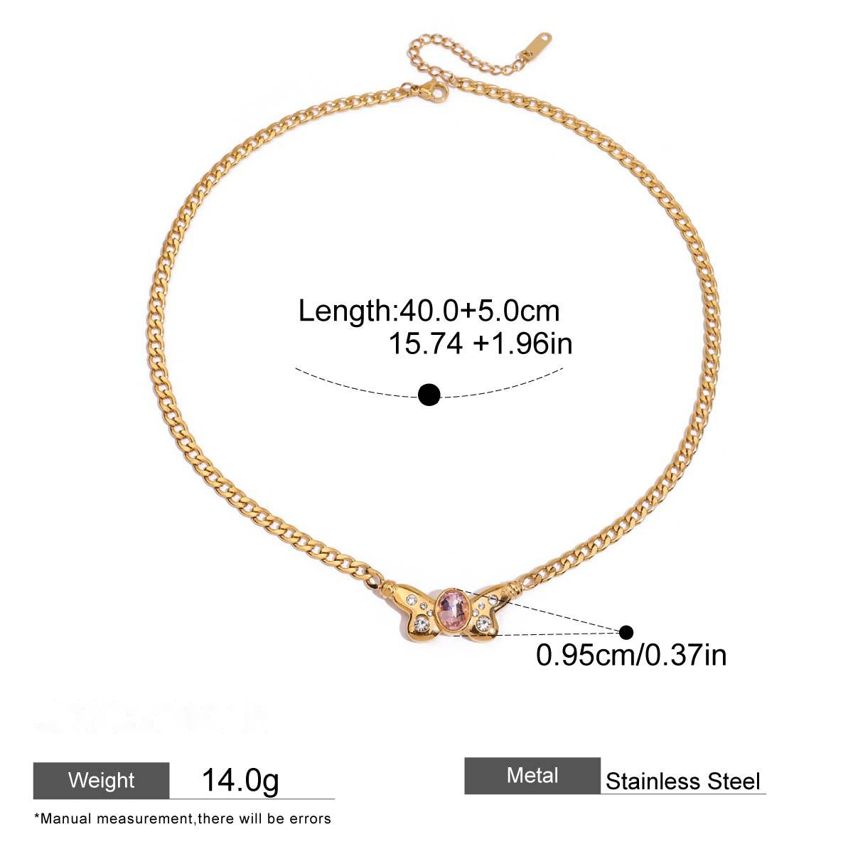 Pink Butterfly Necklace — dimensions and size reference 06