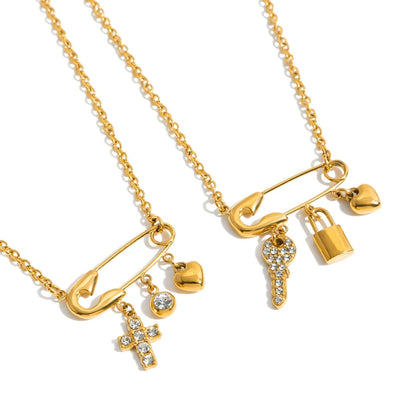 Assorted Charm Layered Necklaces — flat lay 03