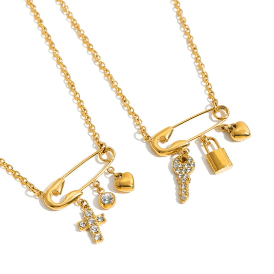 Assorted Charm Layered Necklaces — flat lay 03