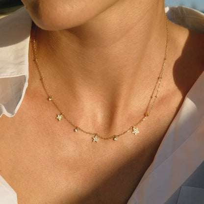 Delicate Charm Station Necklaces — flat lay 03
