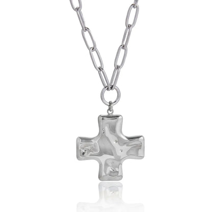 Hammered Cross Pendant Necklace — design overview 05