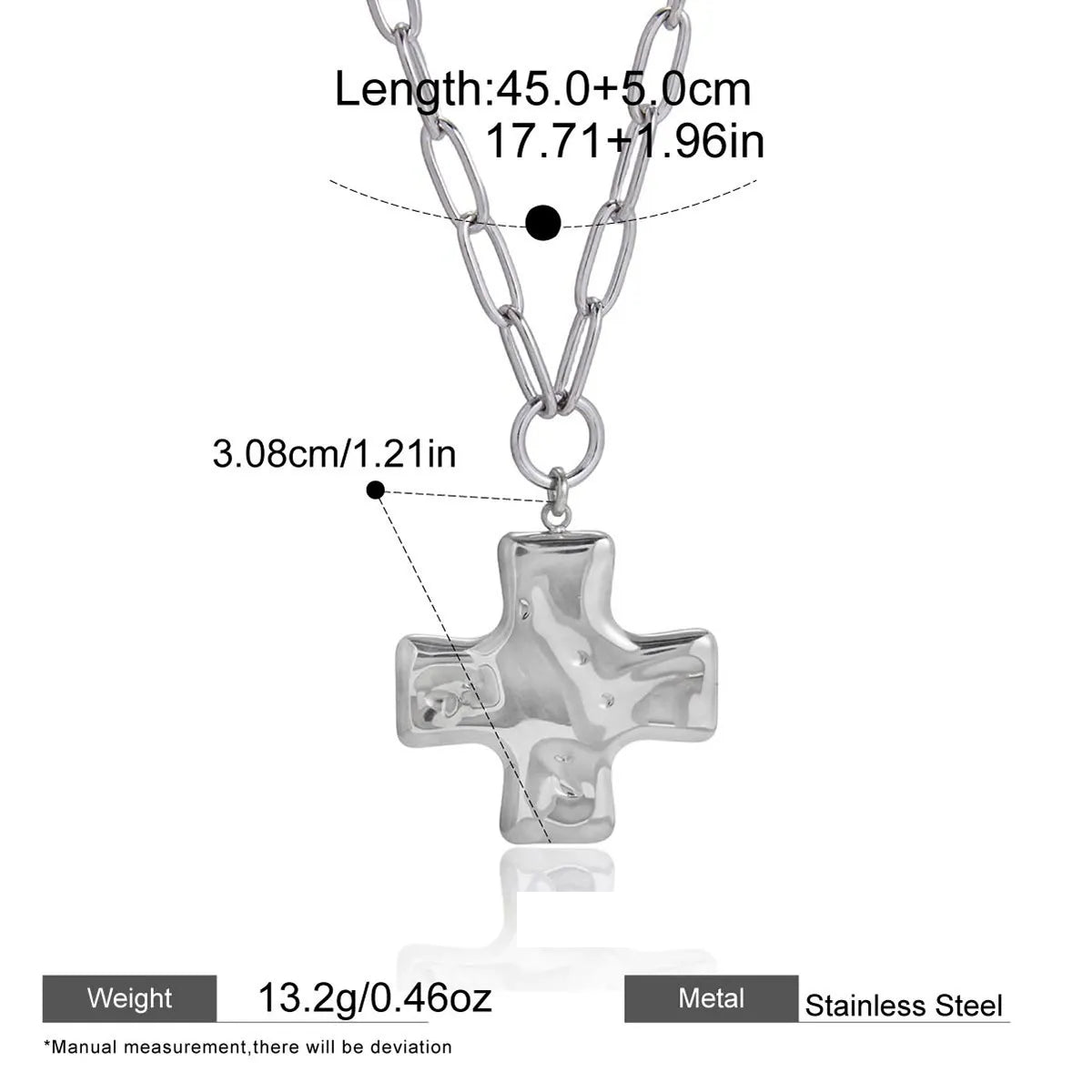 Hammered Cross Pendant Necklace — dimensions and size reference 07