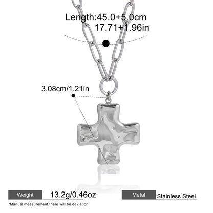 Hammered Cross Pendant Necklace — dimensions and size reference 07