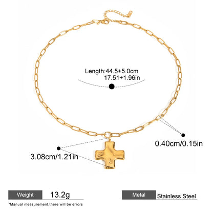 Hammered Cross Pendant Necklace — dimensions and size reference 08