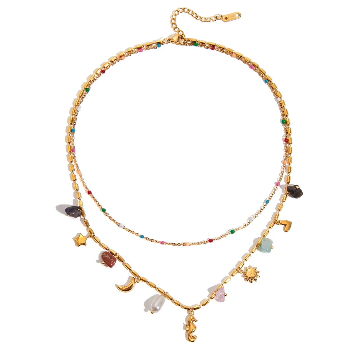 Pearl Heart Cross Layered Necklace — design overview 05