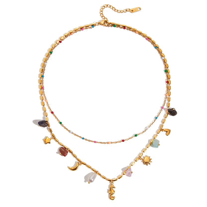 Pearl Heart Cross Layered Necklace — design overview 05