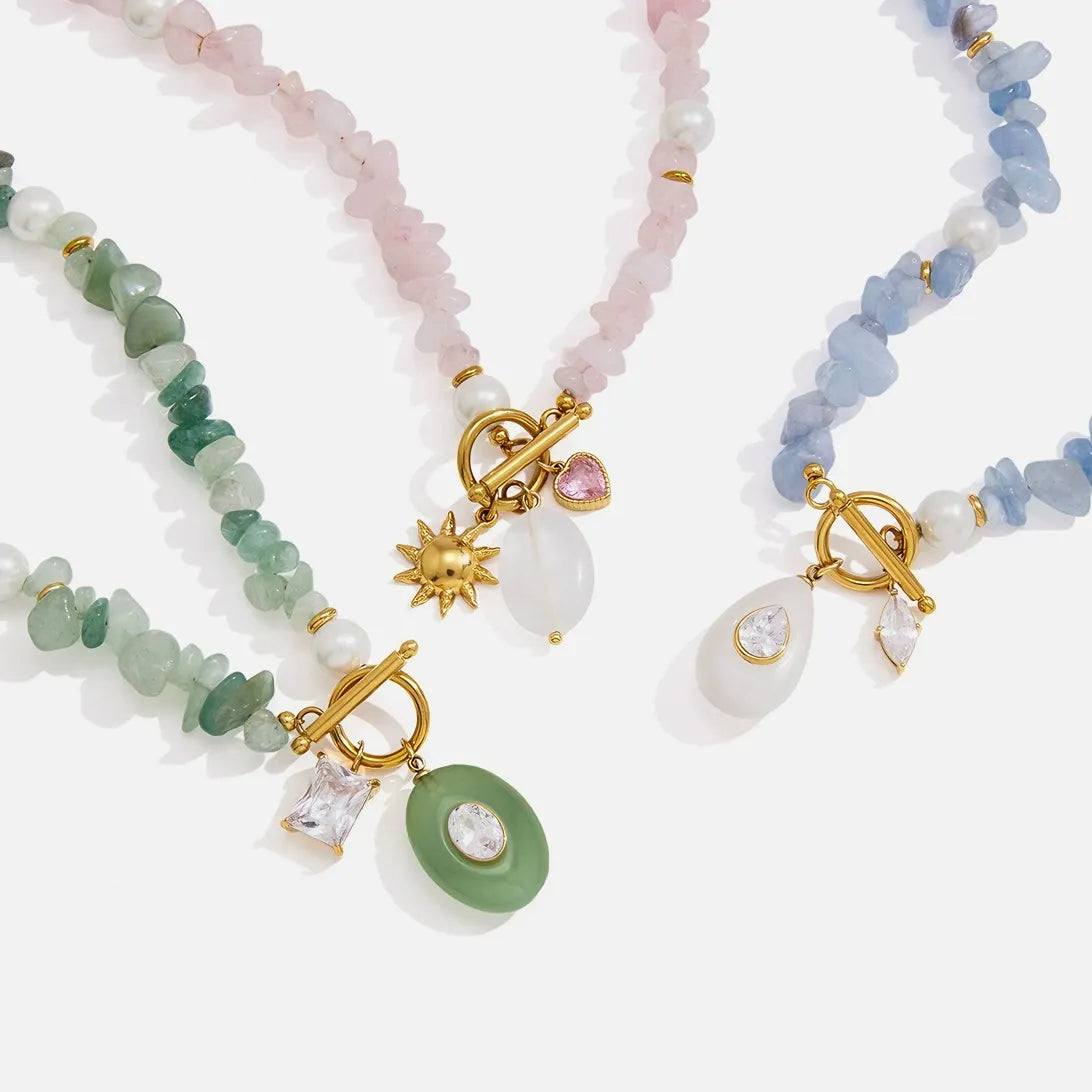 Gemstone Beaded Pendant Necklaces — product view 01