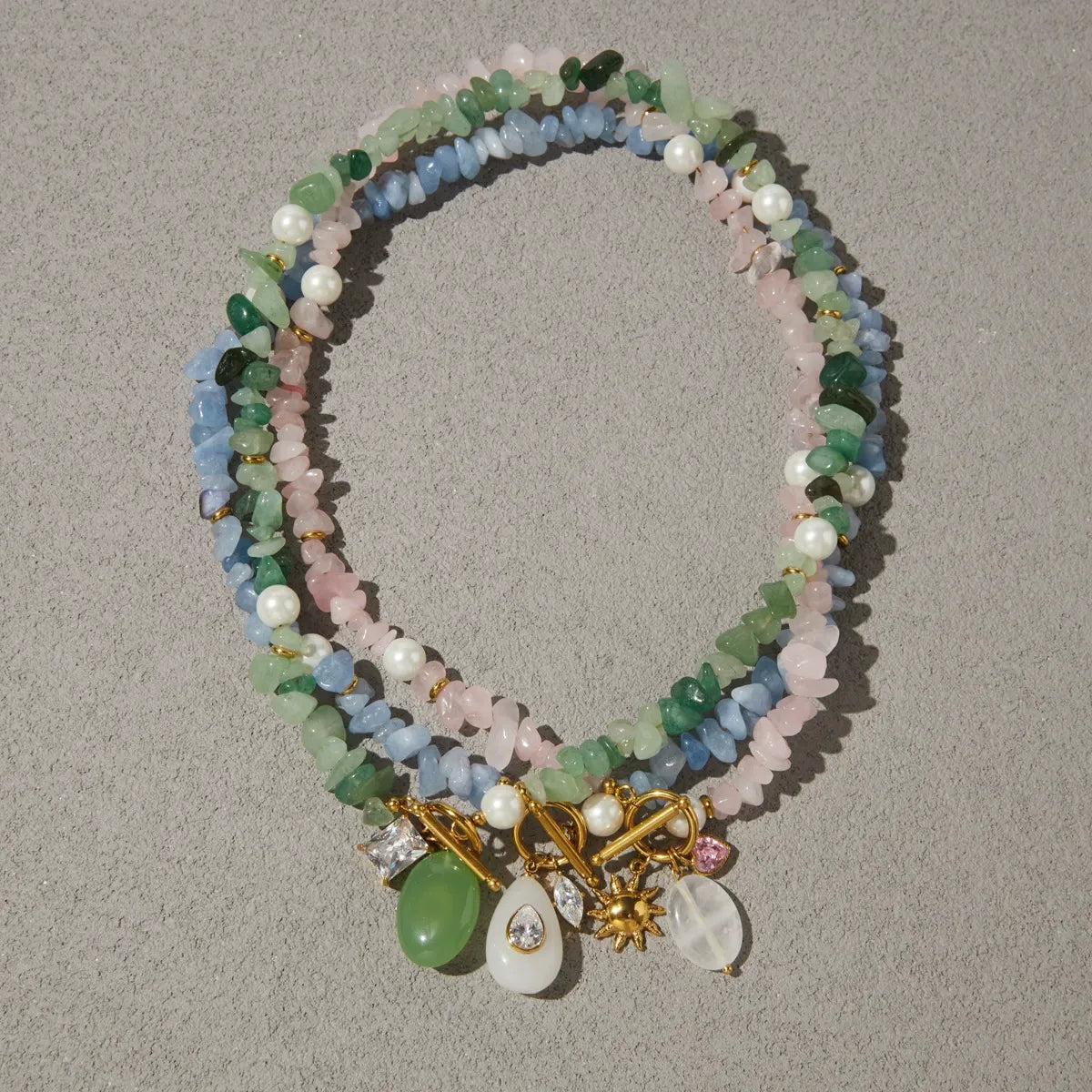 Gemstone Beaded Pendant Necklaces — styled view 02