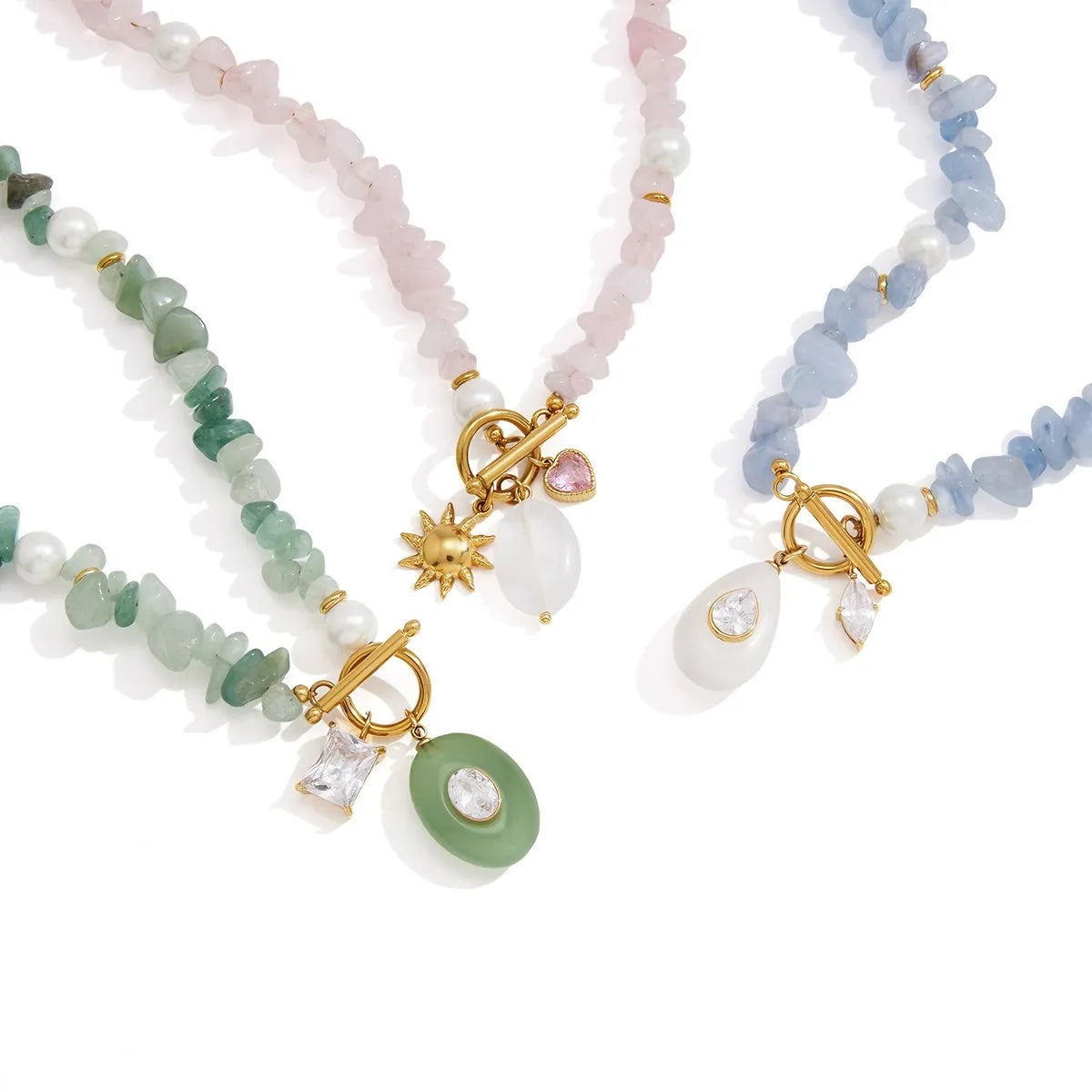 Gemstone Beaded Pendant Necklaces — styled view 04