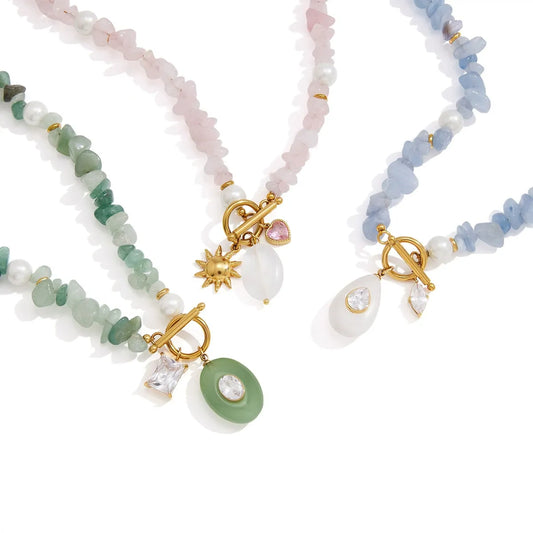 Gemstone Beaded Pendant Necklaces — styled view 04