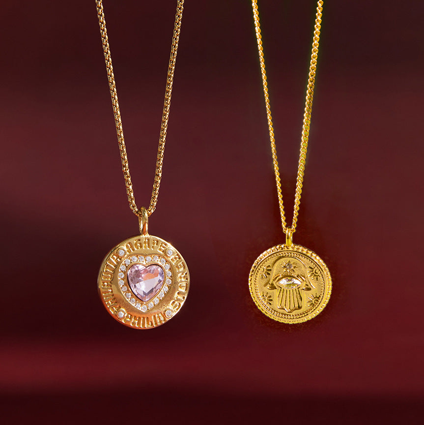 Coin Zircon Pendant Necklaces — styled view 02
