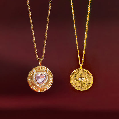 Coin Zircon Pendant Necklaces — styled view 02