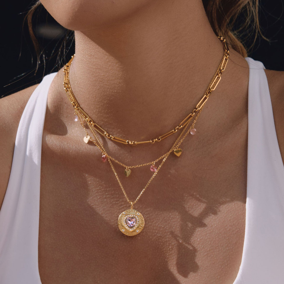 Coin Zircon Pendant Necklaces — styled view 04
