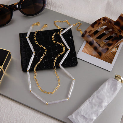 Pearl Bar Layered Necklace — styled view 04