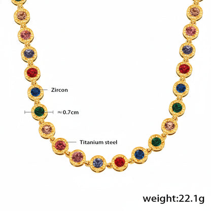Halo-Set Multicolor Zircon Necklaces — dimensions and size reference 02
