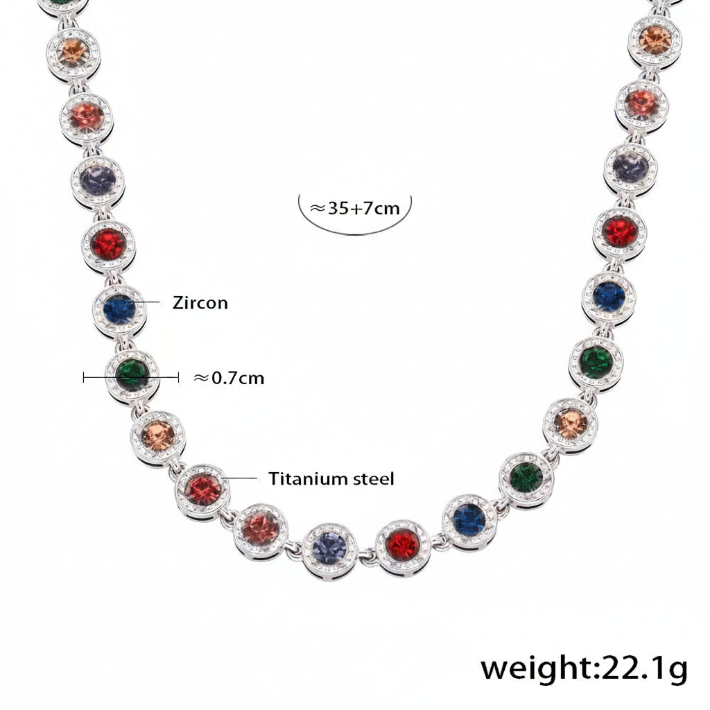 Halo-Set Multicolor Zircon Necklaces — dimensions and size reference 03