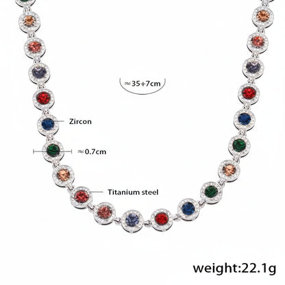 Halo-Set Multicolor Zircon Necklaces — dimensions and size reference 03