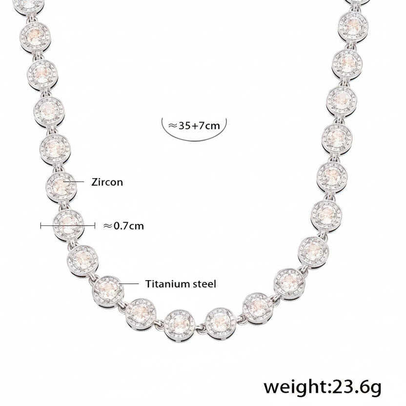 Halo-Set Multicolor Zircon Necklaces — dimensions and size reference 04