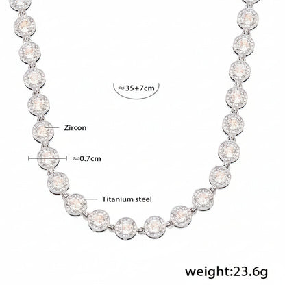 Halo-Set Multicolor Zircon Necklaces — dimensions and size reference 04