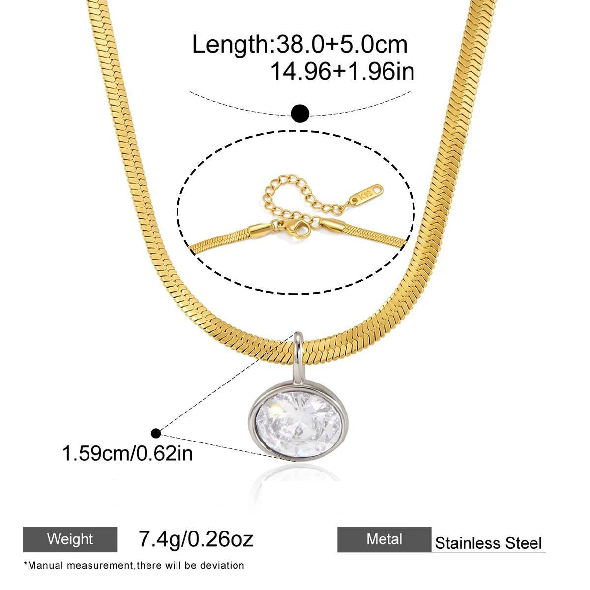 Gold-Tone Zircon Pendant Necklace — dimensions and size reference 01