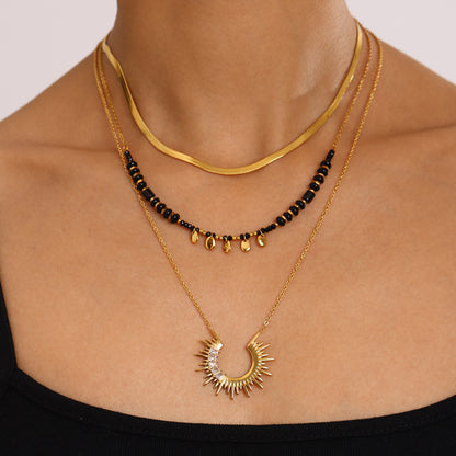 Sunburst Zircon & Crystal Layered Necklace — styled view 02