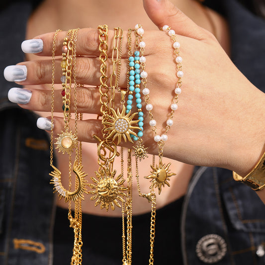 Sunburst Pendant Necklaces — styled view 02