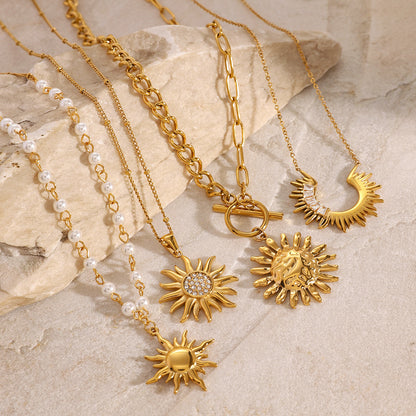 Sunburst Pendant Necklaces — styled view 04