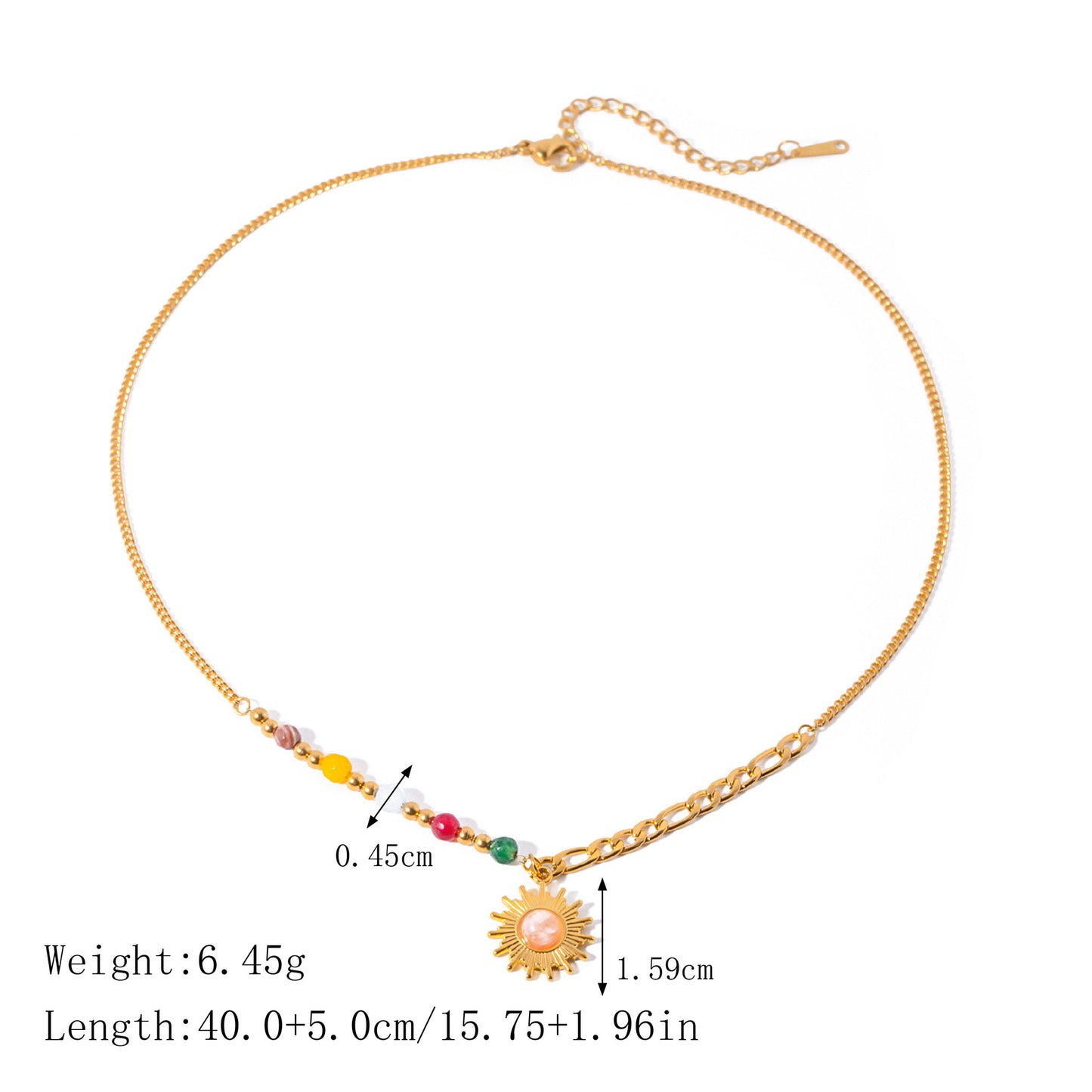 Sunburst Pendant Necklaces — dimensions and size reference 07